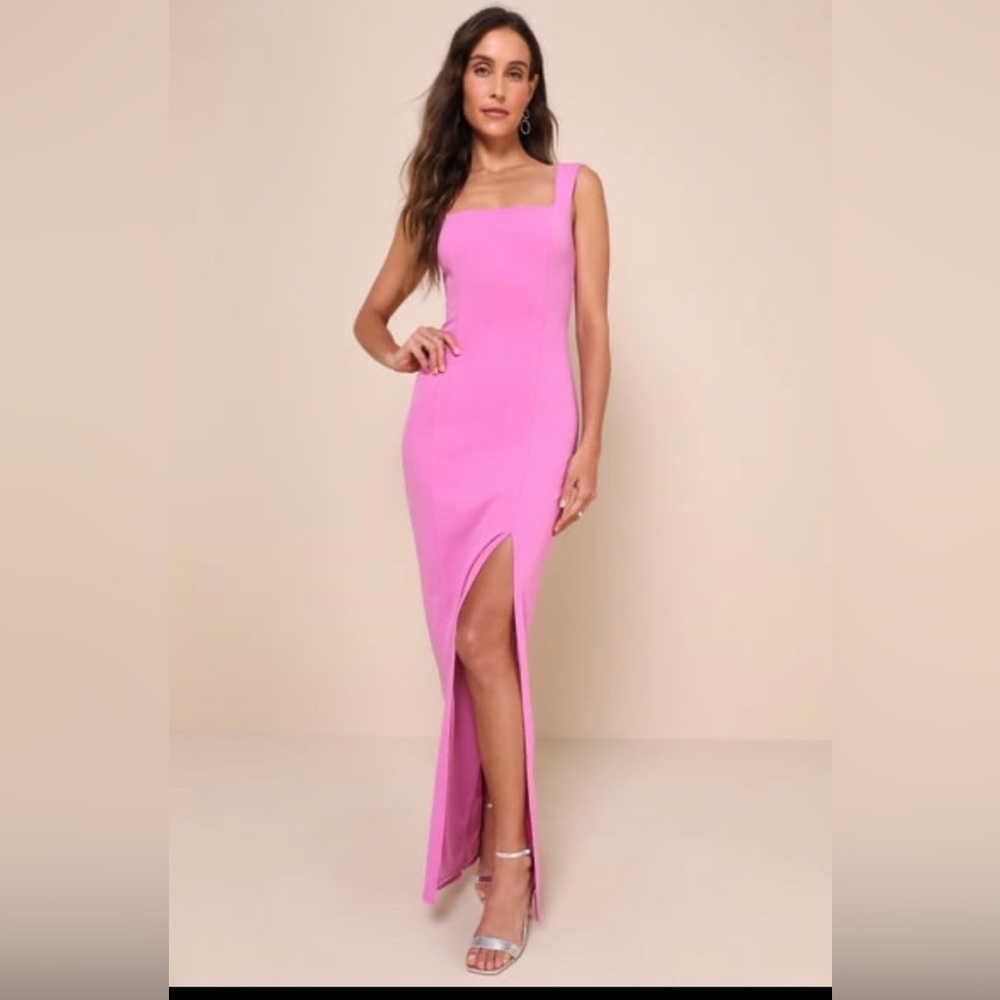 Lulus Inspiring Allure Magenta Purple Square Neck Column Maxi Dress